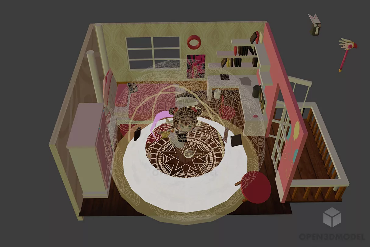 Sakura Girl In Magic Room Free 3d Model - .Blend, .C4d, .Dae, .Fbx ...