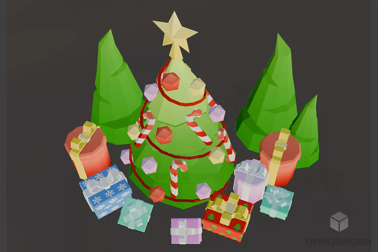 Christmas Tree With Gift Boxes Free 3d Model - .Blend, .C4d, .Fbx, .Max ...