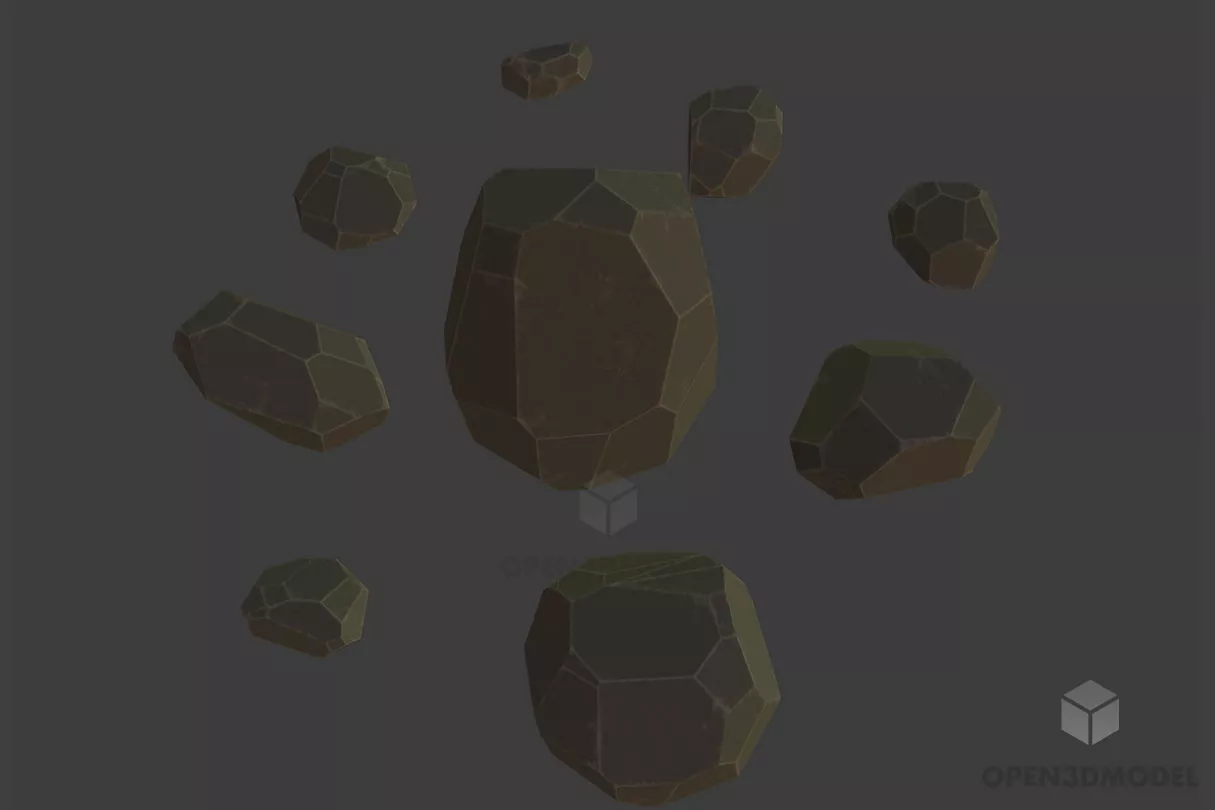 Low Poly Rock On Grass Free 3d Model - .Blend, .C4d, .Dae, .Fbx, .Obj ...