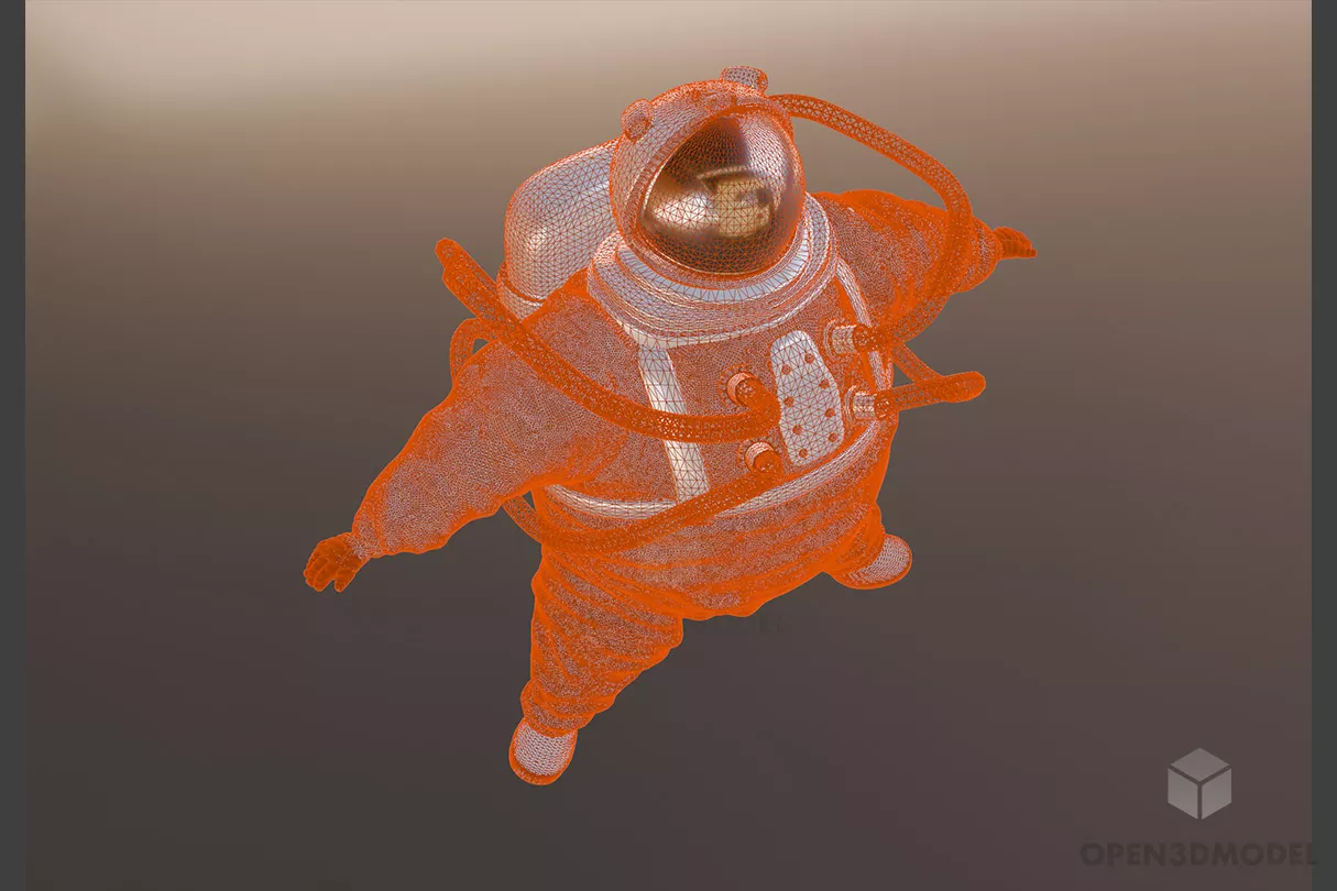 Fat Astronaut Man In Uniform 3d model 2
