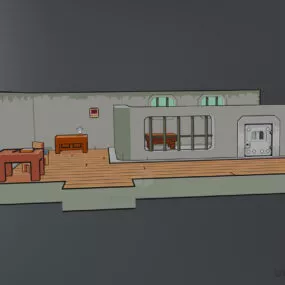 Cartoon Office Room Lowpoly 3d model