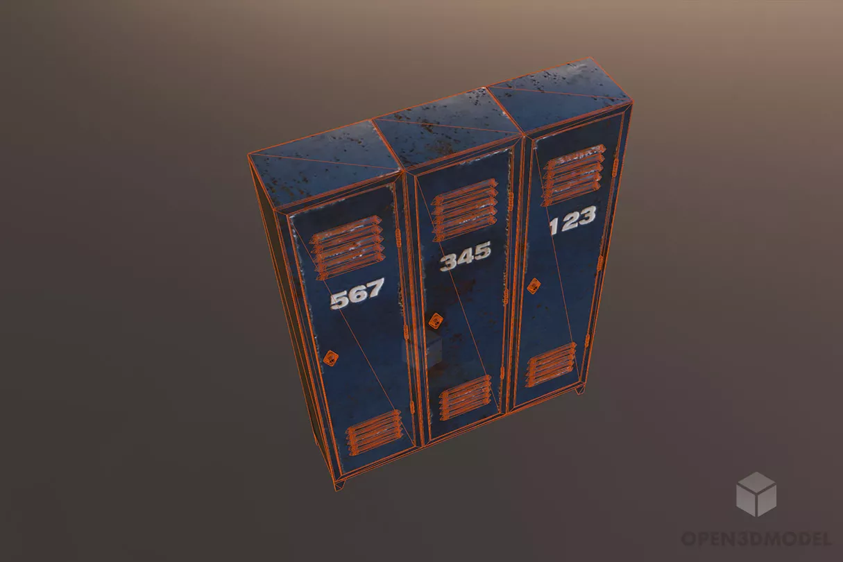 Rustic Steel Locker 3d model 2