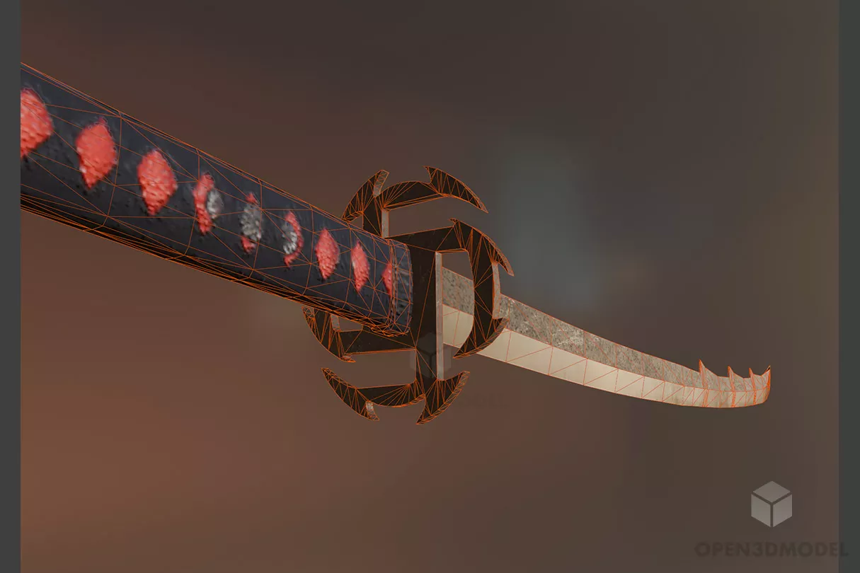 Japanese Anime Tensa Sword 3d model 2