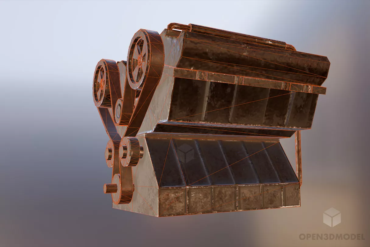 Old Rustic Machine Engine 3d model 2