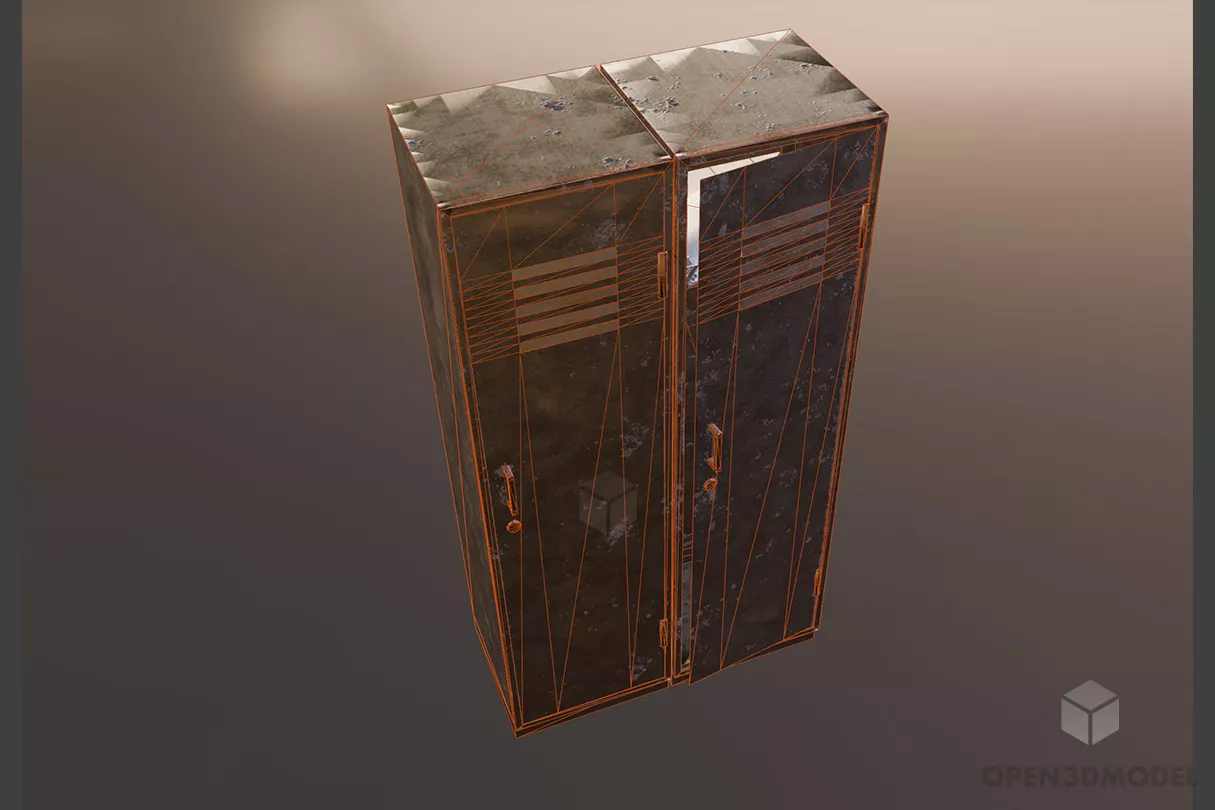 Metal Cabinet School Locker 3d model 2