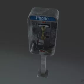 Old Abandoned Phone Booth 3d model