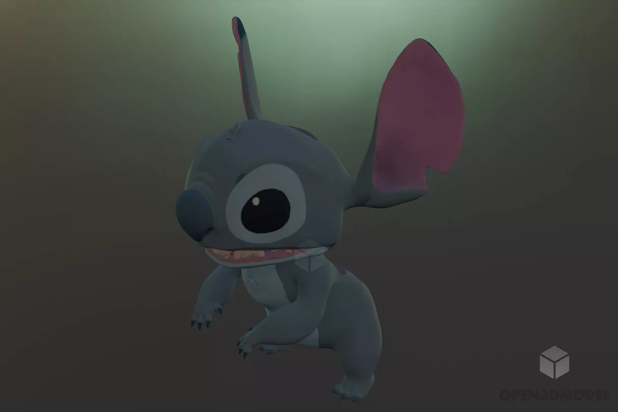 Big Ear Stitch Cartoon Character 3d model 2