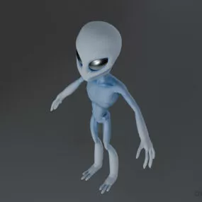 Alien Character White Body 3d model