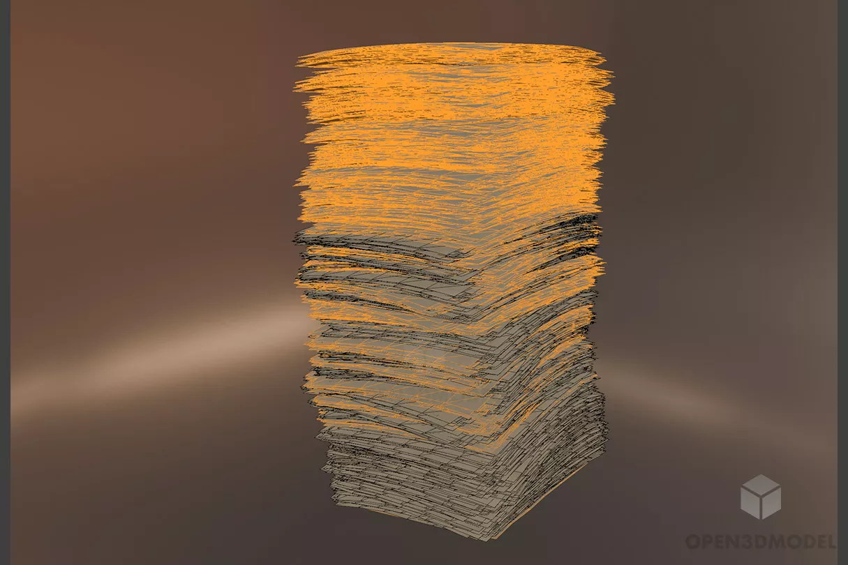 Office Paper Stack 3d model 2