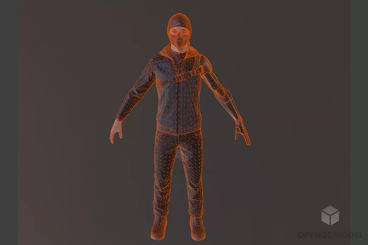 Cyberpunk Agent Man Character 3d model 2