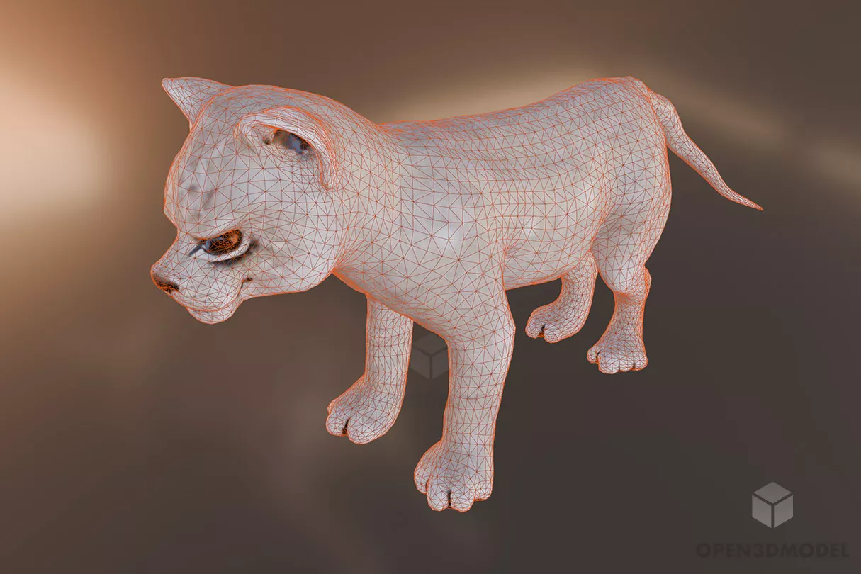 Baby Lion Low Poly 3d model 2