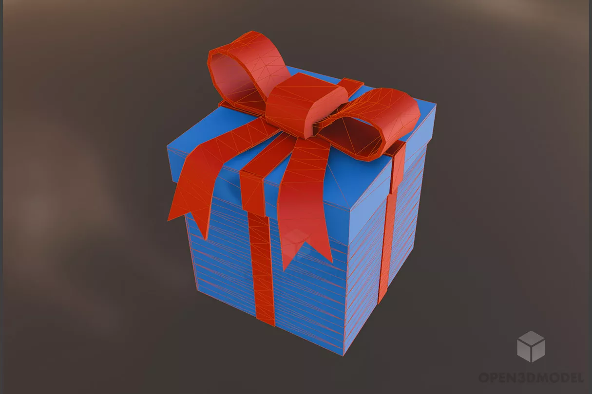 Cartoon Gift Box With Bow 3d model 2