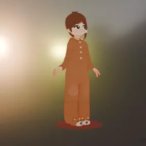 Cute Chibi Girl Cartoon Style 3d model