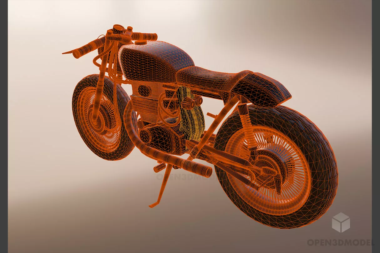 Cafe Racer Motorbike 3d model 2