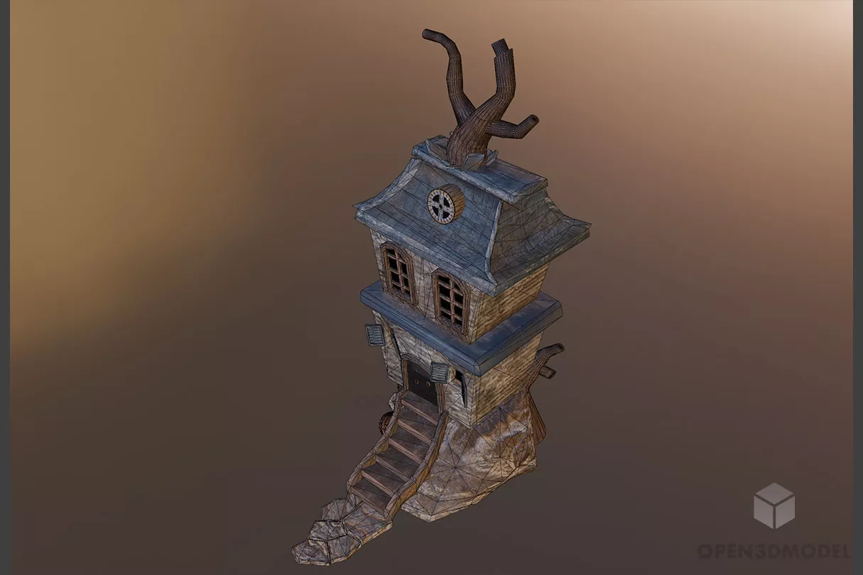 Halloween House Cartoon Style 3d model 2