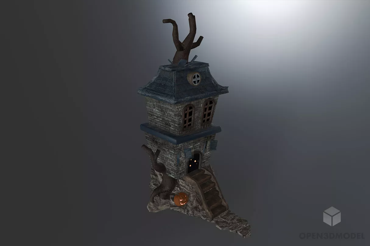 Halloween House Cartoon Style Free 3d Model - .C4d, .Dae, .Fbx, .Max