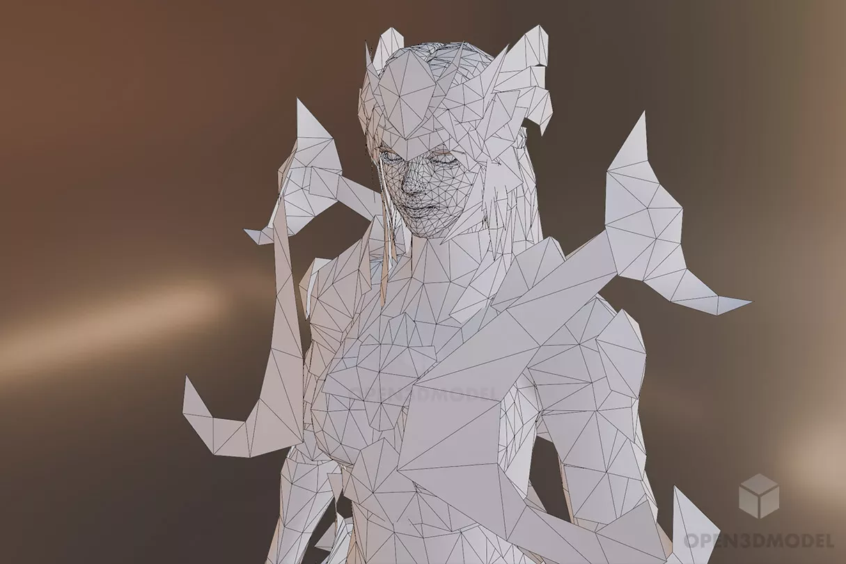 Warrior Girl With Armour 3d model 2