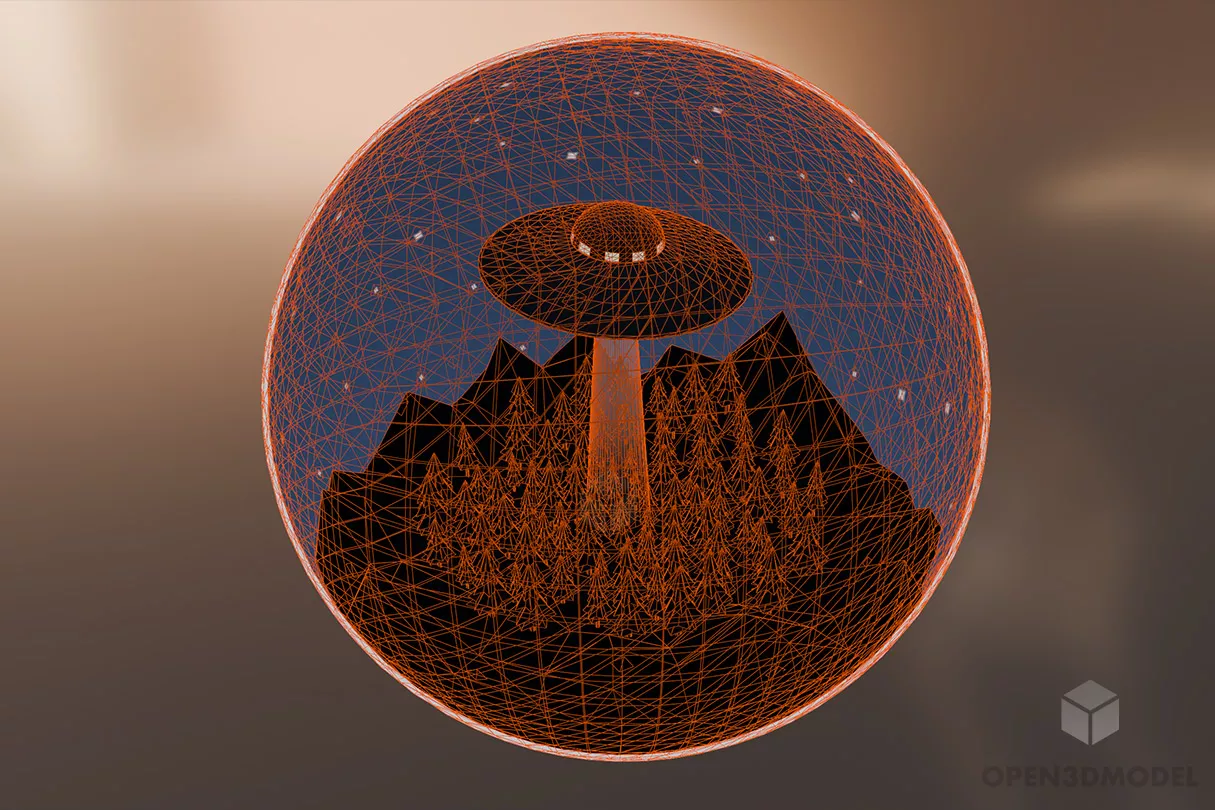 Gift Ufo In Sphere Free 3d Model - .Blend, .C4d, .Dae, .Fbx, .Obj ...