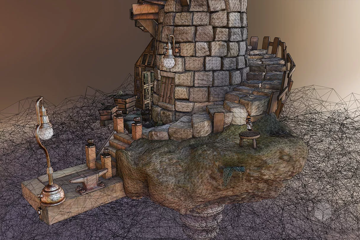 Cartoon Lighthouse 3d model 2