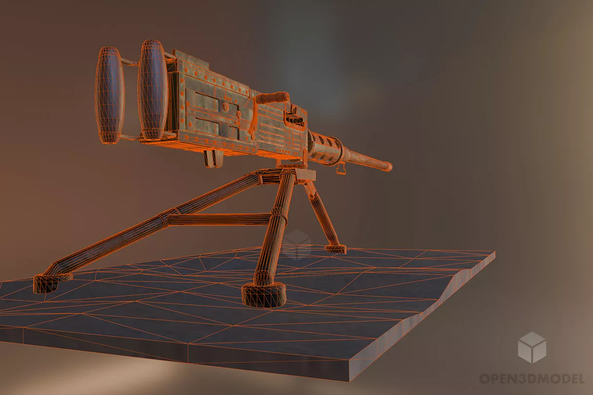 M2 Browning Gun 3d model 2