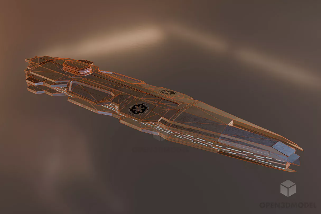 Star Wars Imperial Cruiser Spaceship 3d model 2