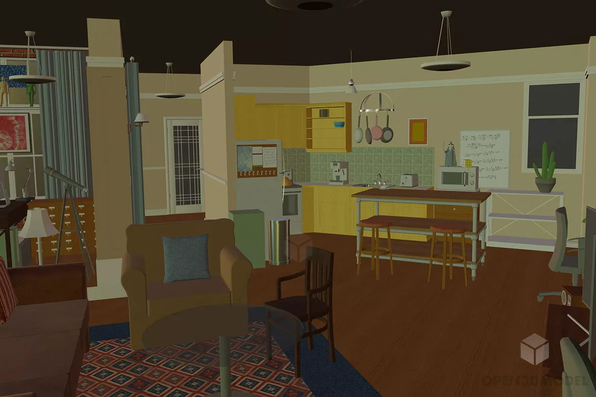 Bedroom Bookcase With Multiple Drawers 3d model