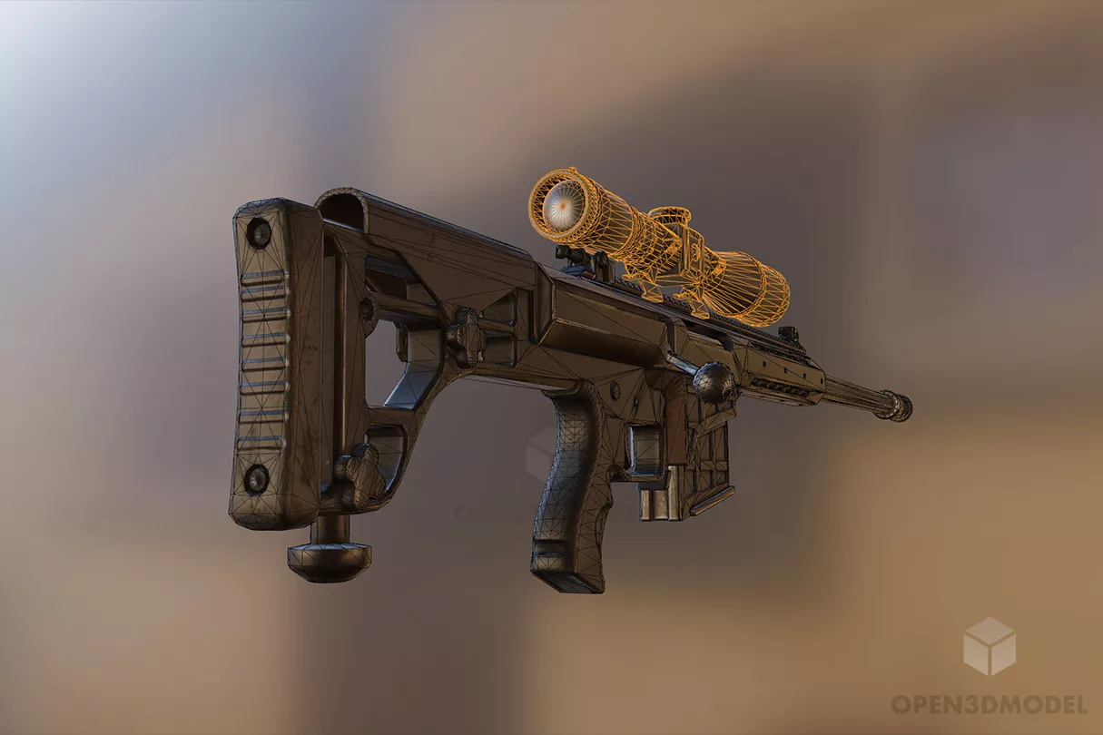 Military Sniper Gun With Scope 3d model 2