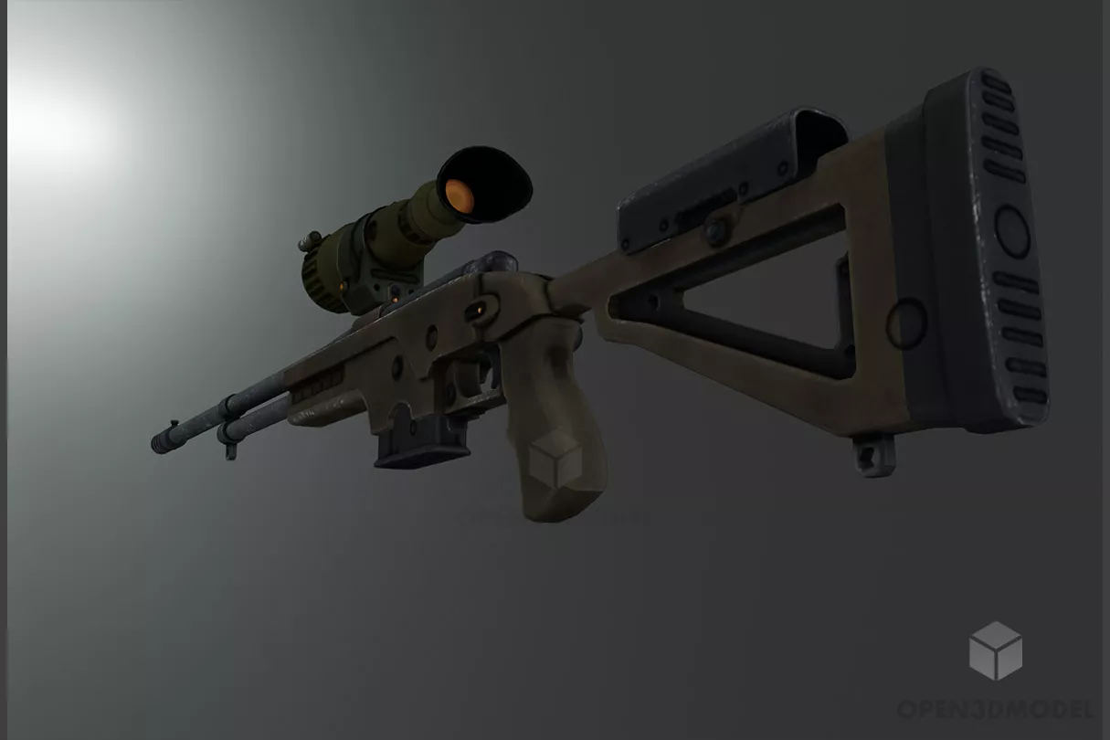 Rifle Gun With Hand 3d model 2