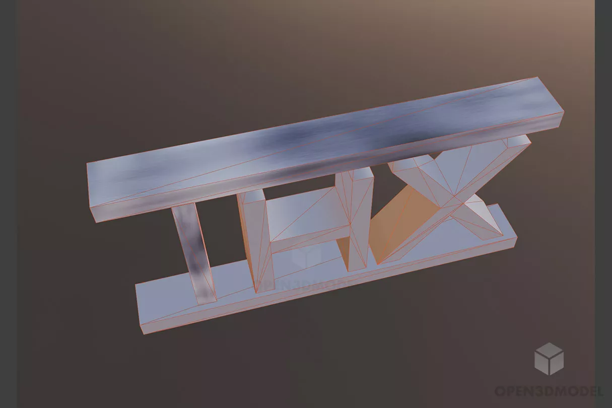 Text Logo Chrome 3d model 2