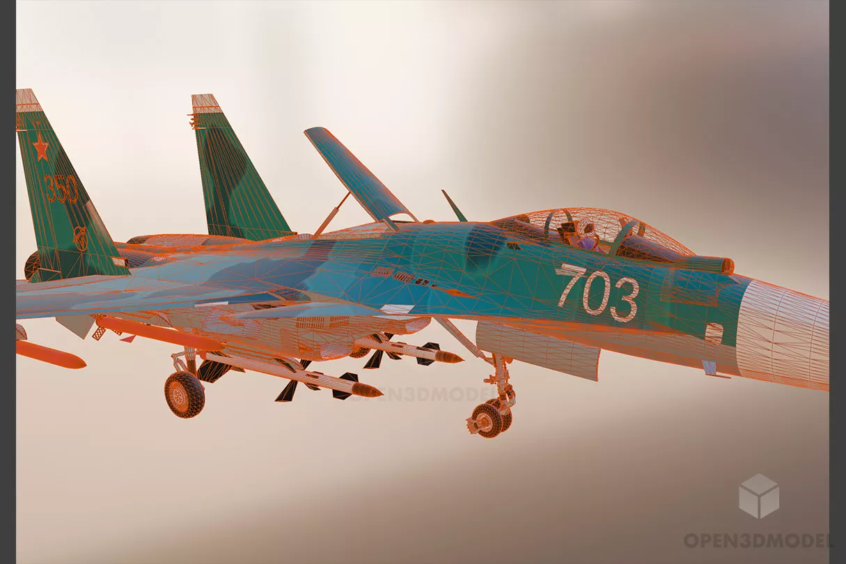 Soviet Sukhoi 35 Free 3d Model - .C4d, .Dae, .Fbx, .Obj, .Skp - Open3dModel