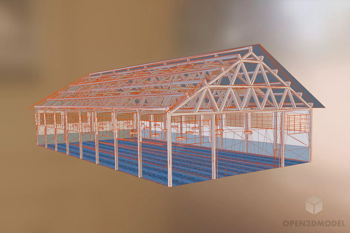Factory Building Steel Structure 3d model 2