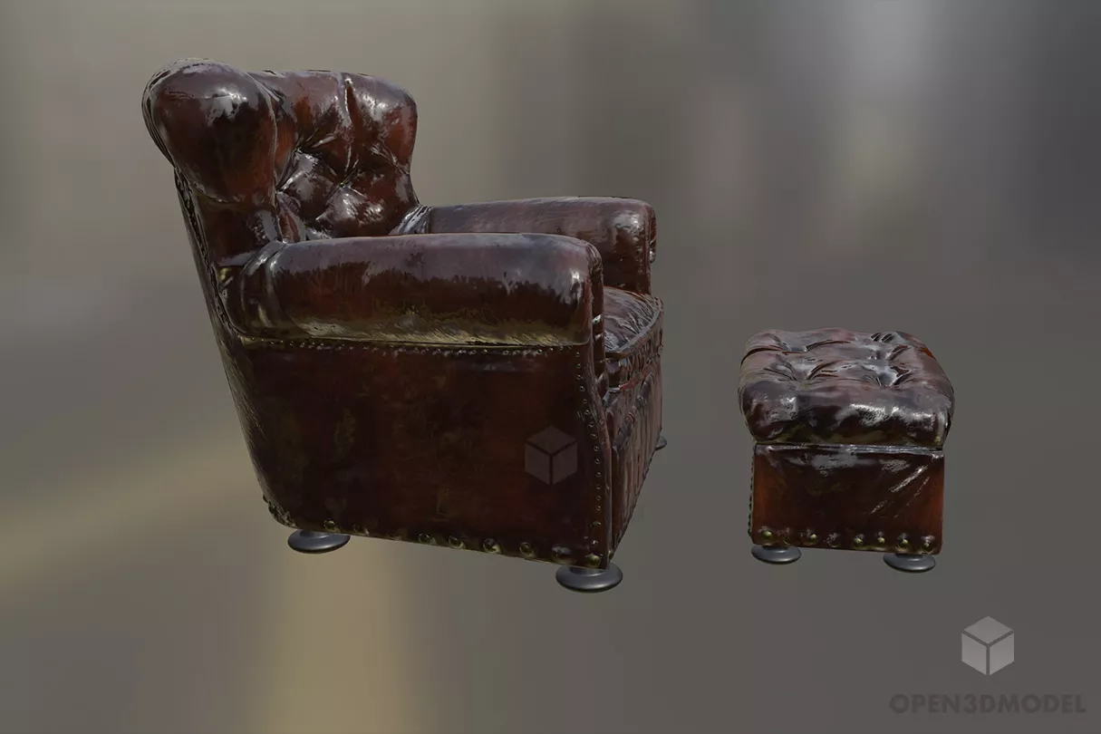 Single Chair Turri Walnut Frame 3d model