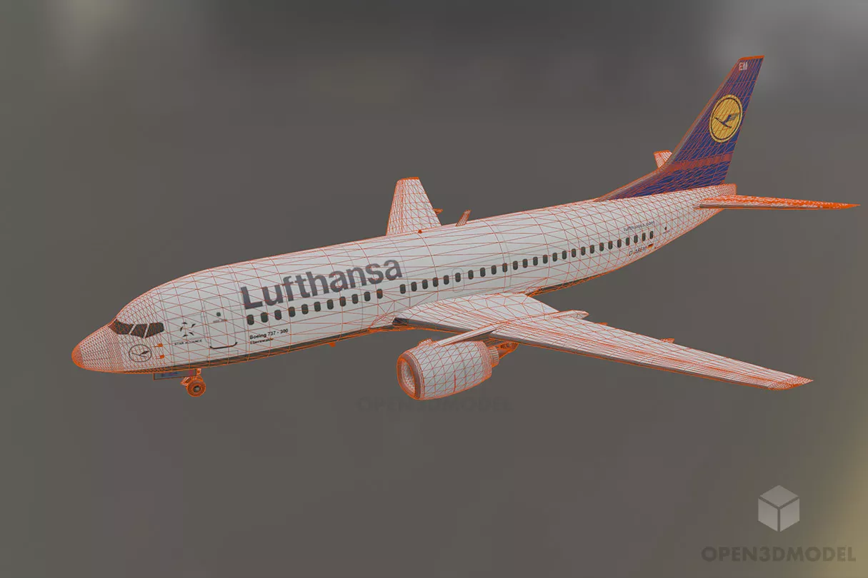 Passenger Airplane Boeing 737 3d model 2