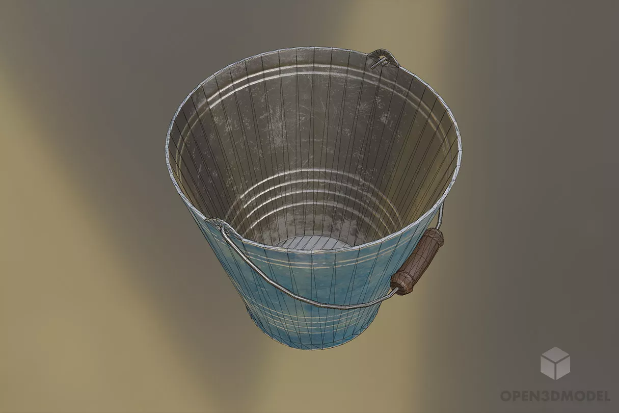 Metal Bucket 3d model 2