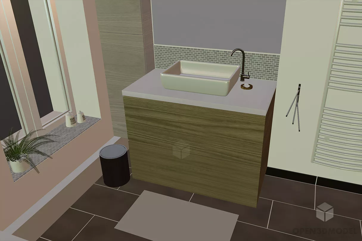Bathroom Sink With Pip 3d model