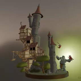 Medieval Castle Cartoon Building 3d model