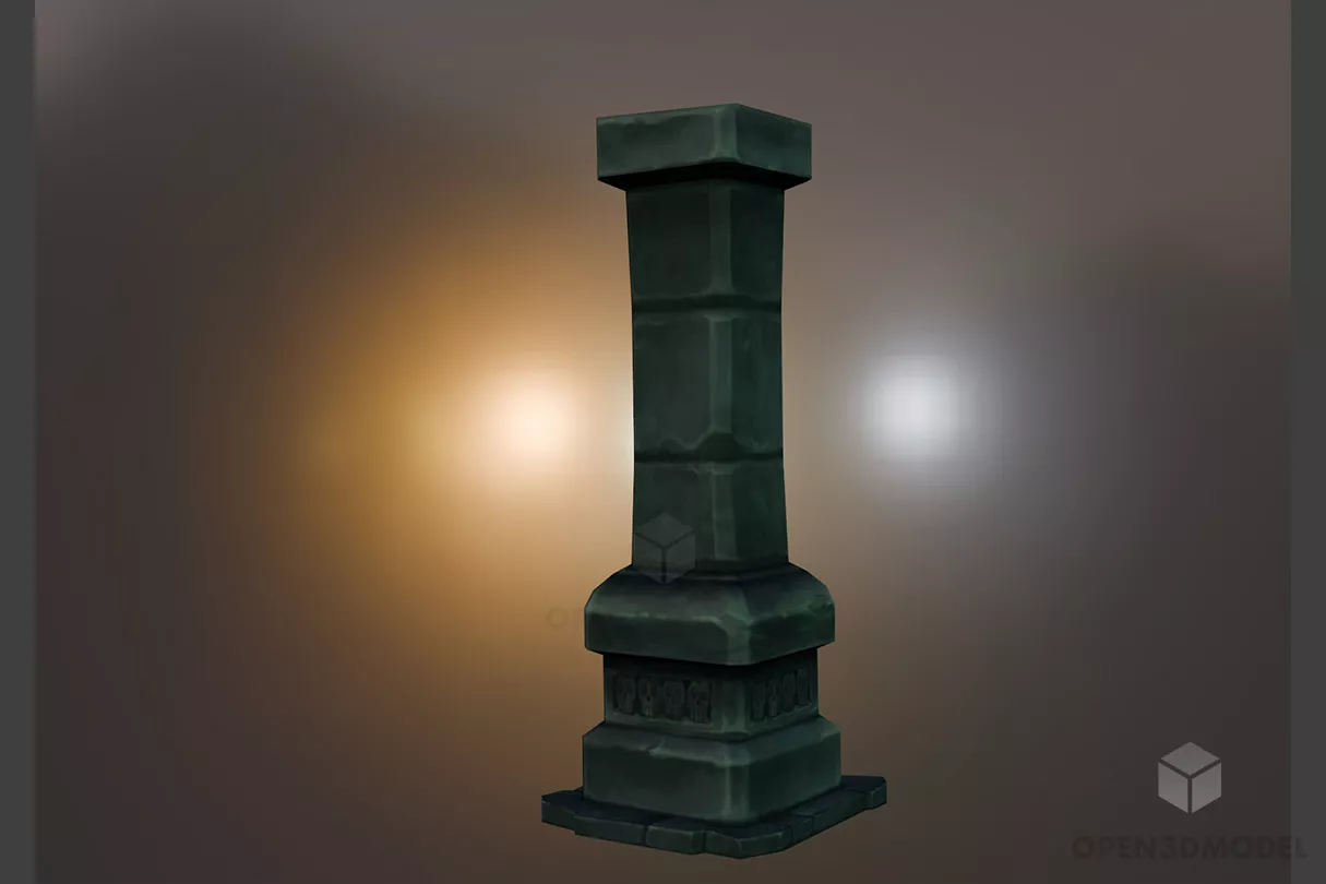 Painted Stone Pillar Lowpoly Free 3d Model - .Blend, .C4d, .Dae, .Fbx ...