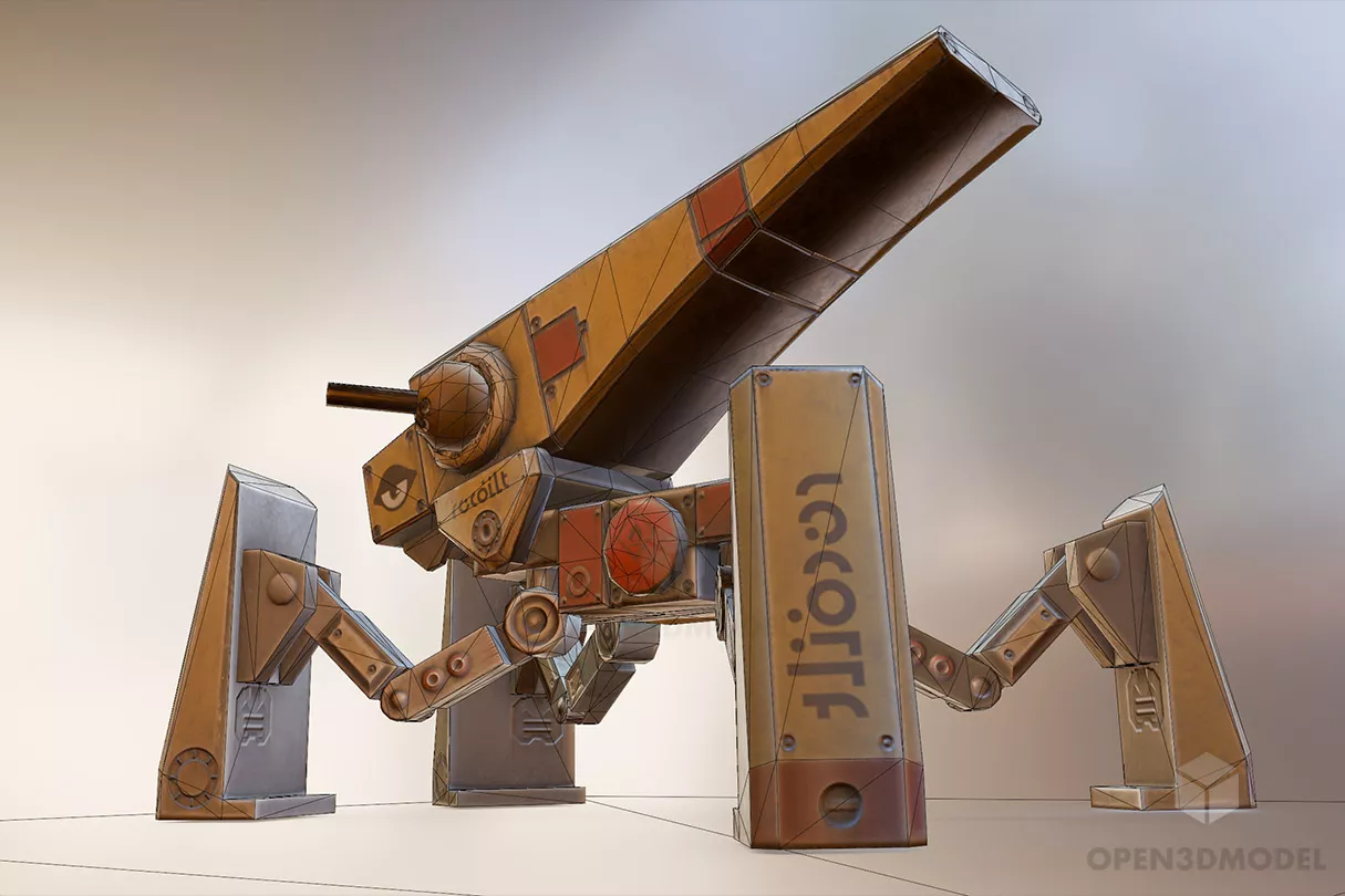 Rustic Mecha Futuristic Robot 3d model 2