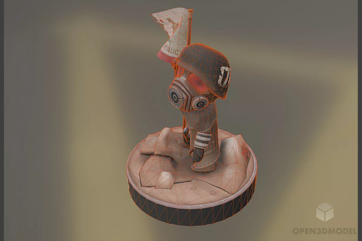 Veteran With Mask Cartoon Character 3d model 2