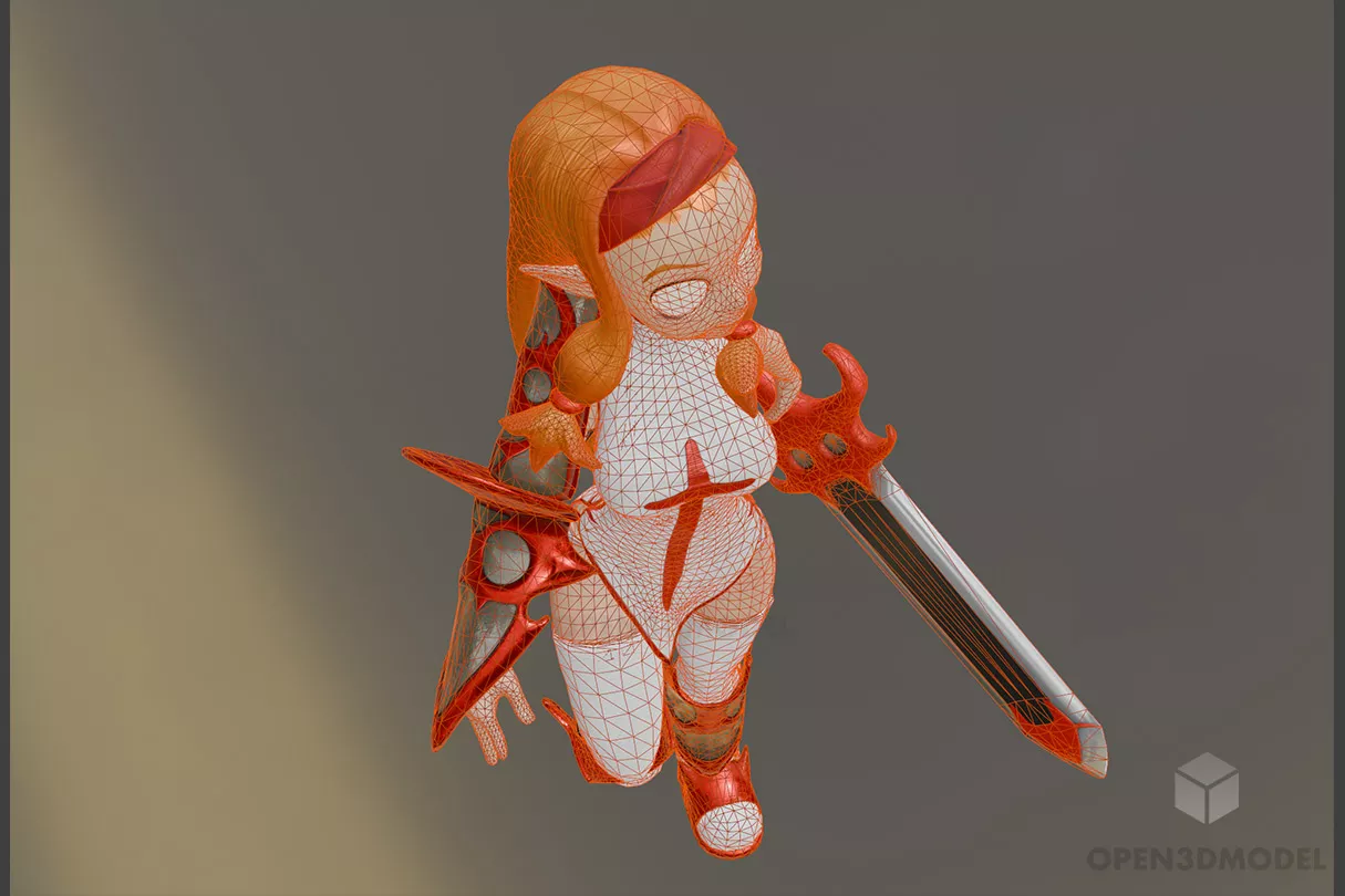 Fanart Female Cartoon Character 3d model 2