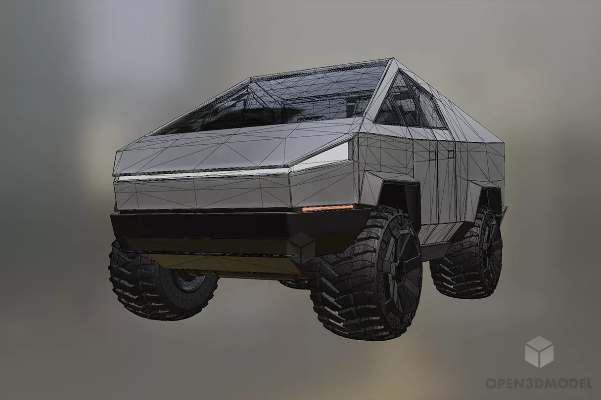 Cartoon Cybertruck 3d model 2
