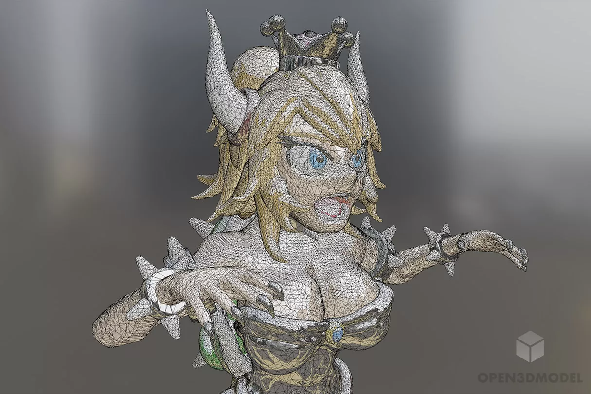 Bowsette Lady Character 3d model 2
