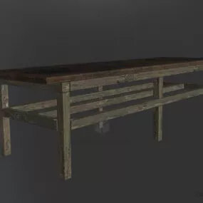Old School Wood Table 3d model