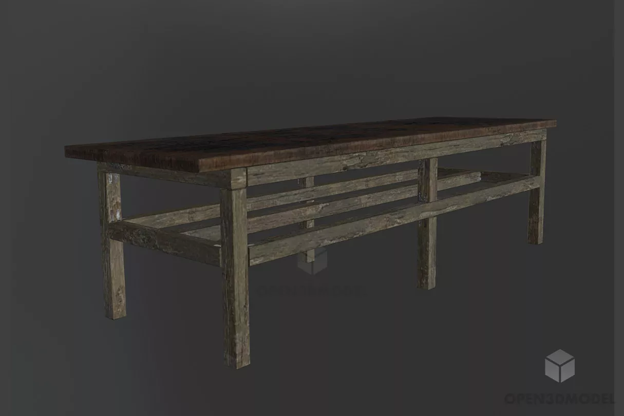 Walnut Table Antique Style 3d model