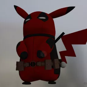 Red Pikachu Cartoon Character 3d model