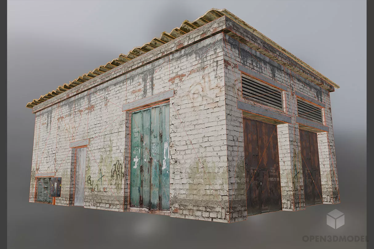 Old Garage Building 3d model 2