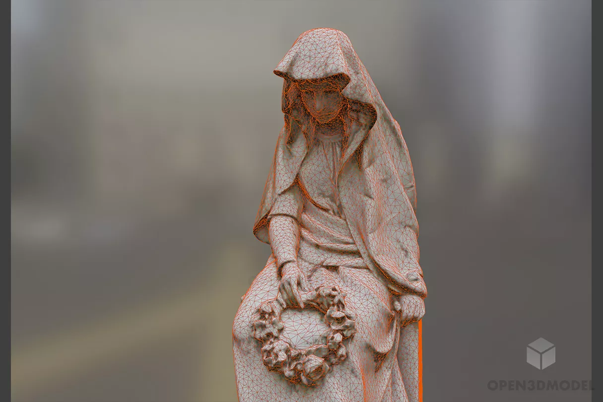 Tombstone Statue Figurine 3d model 2