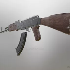 Low Poly Ak47 Weathered 3d model