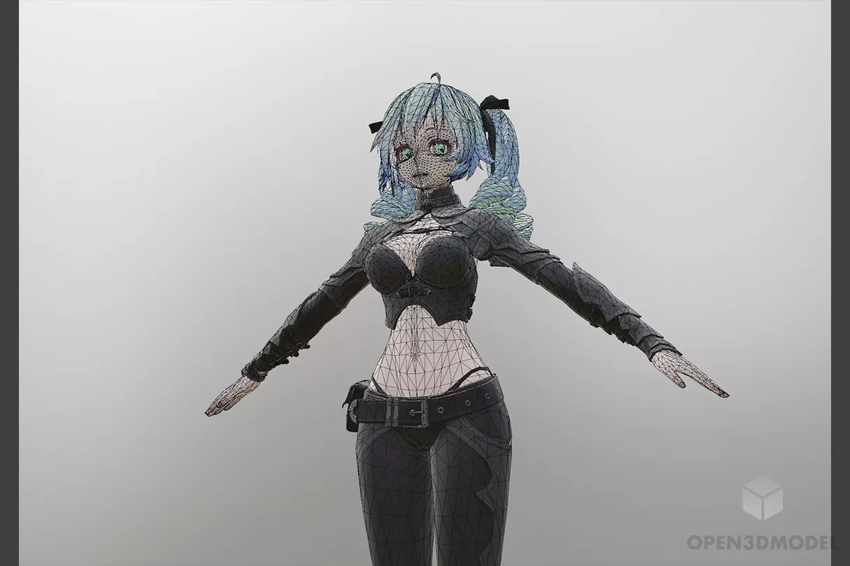 Miku Girl Japanese Anime Character 3d model 2