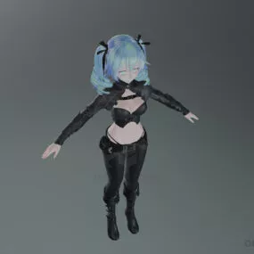 Miku Girl Japanese Anime Character 3d model